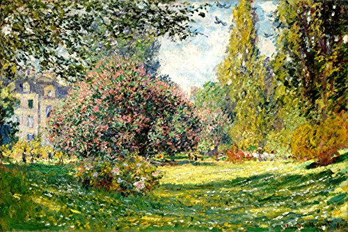 Paisagem Parque Monceau Árvores Floridas Paris França 1876 Pintura